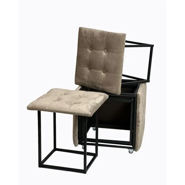 ķebļu komplekts GO GIFT Transformer Capuccino Samts Tērauds 50 x 50 x 50 cm Pufs 5-in-1 5 gb.