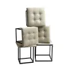 Set of stools GO GIFT Transformer Cream Velvet Steel 50 x 50 x 50 cm Pouffe 5-in-1 5 Units