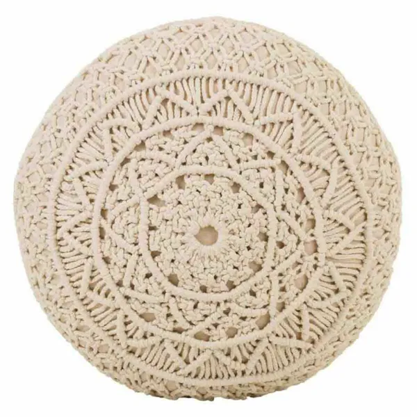 Pouffe Alexandra House Living Cream Bamboo Sponge MDF Wood 50 x 30 x 50 cm