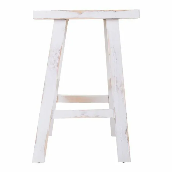 Stool Alexandra House Living White Pinewood 25 x 50 x 35 cm