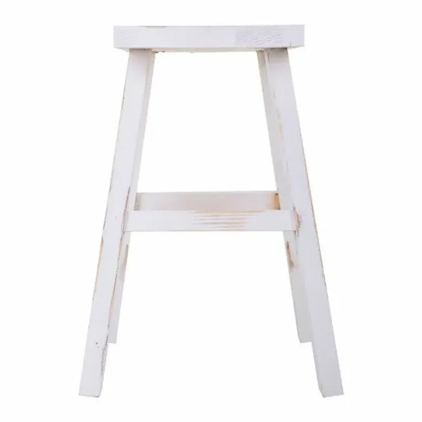 Stool Alexandra House Living White Pinewood 25 x 50 x 35 cm