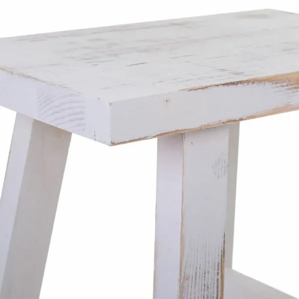 Stool Alexandra House Living White Pinewood 25 x 50 x 35 cm