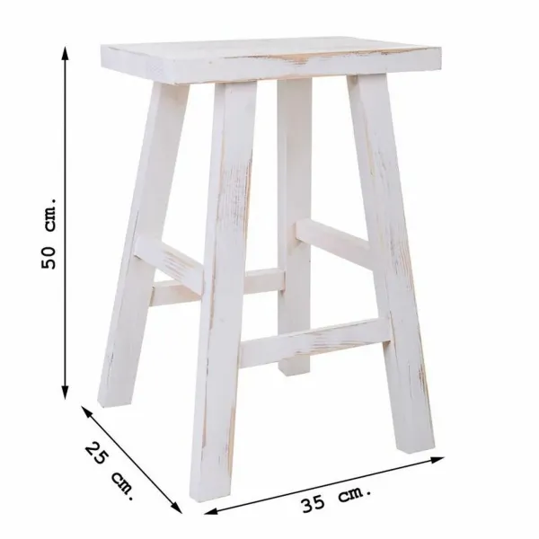 Stool Alexandra House Living White Pinewood 25 x 50 x 35 cm