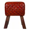 Stool Alexandra House Living Brown Leather Mango wood 51 x 30 x 41 cm