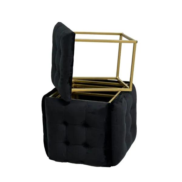 Taburečių rinkinys GO GIFT Transformer Juoda Aksomas Plienas 50 x 50 x 50 cm Fotelis 5 viename 5 vnt.