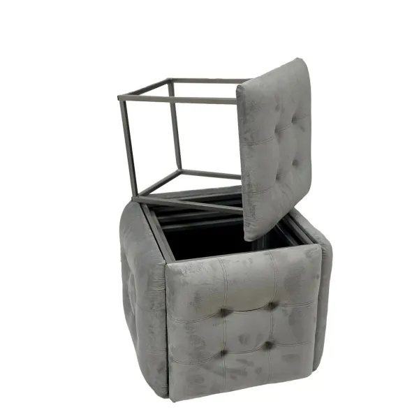 ķebļu komplekts GO GIFT Transformer Pelēks Samts Tērauds 50 x 50 x 50 cm Pufs 5-in-1 5 gb.