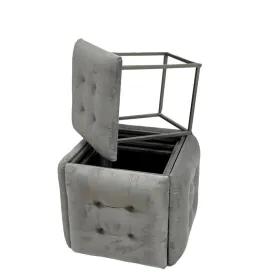 Stool Alexandra House Living Grey Wood synthetic rattan 40 x 48 x 40 cm