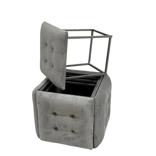 ķebļu komplekts GO GIFT Transformer Pelēks Samts Tērauds 50 x 50 x 50 cm Pufs 5-in-1 5 gb.