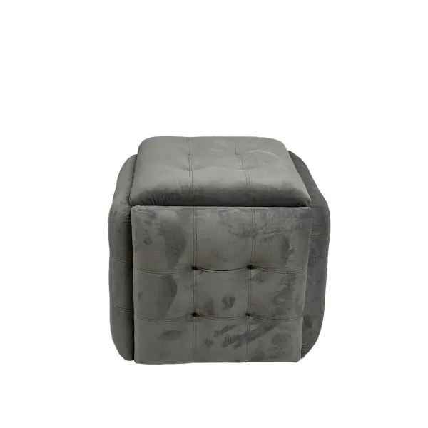 ķebļu komplekts GO GIFT Transformer Pelēks Samts Tērauds 50 x 50 x 50 cm Pufs 5-in-1 5 gb.