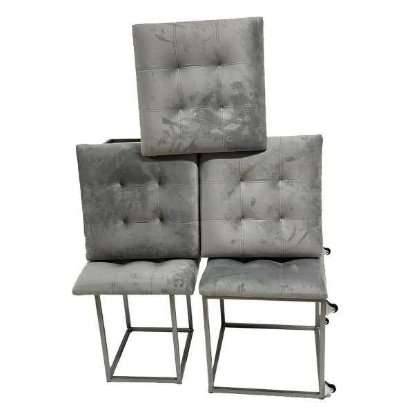 Set of stools GO GIFT Transformer Grey Velvet Steel 50 x 50 x 50 cm Pouffe 5-in-1 5 Units