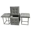 Set of stools GO GIFT Transformer Grey Velvet Steel 50 x 50 x 50 cm Pouffe 5-in-1 5 Units