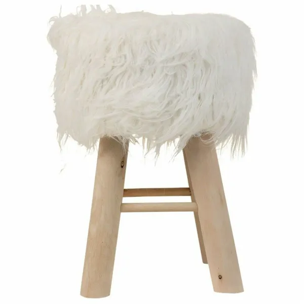 Stool Alexandra House Living White Plush Bamboo Pinewood Sponge MDF Wood 32 x 44 x 32 cm