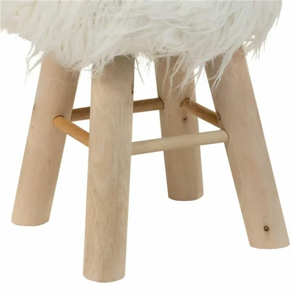 Stool Alexandra House Living White Plush Bamboo Pinewood Sponge MDF Wood 32 x 44 x 32 cm