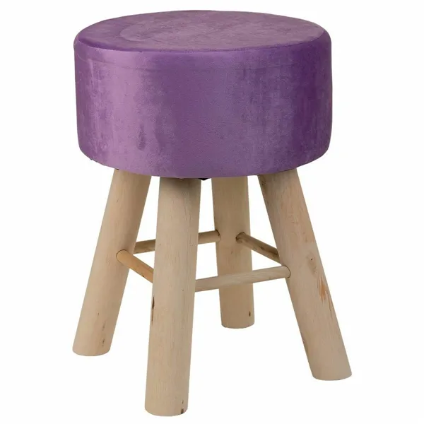 Stool Alexandra House Living Purple Velvet Bamboo Pinewood Sponge MDF Wood 32 x 44 x 32 cm