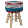 Stool Alexandra House Living Blue Bamboo Pinewood Sponge MDF Wood 32 x 44 x 32 cm