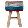 Stool Alexandra House Living Blue Bamboo Pinewood Sponge MDF Wood 32 x 44 x 32 cm