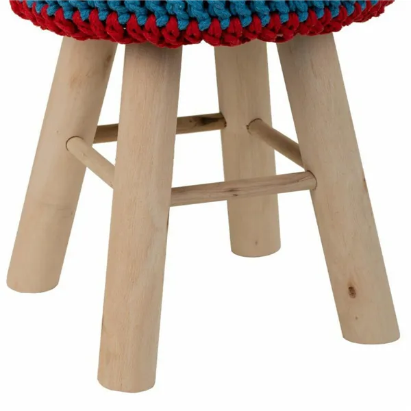 Stool Alexandra House Living Blue Bamboo Pinewood Sponge MDF Wood 32 x 44 x 32 cm