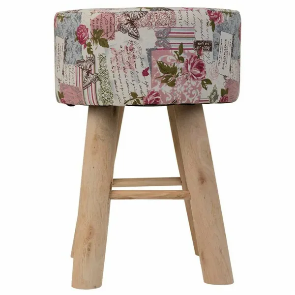 Stool Alexandra House Living Pink Bamboo Pinewood Sponge MDF Wood 32 x 44 x 32 cm