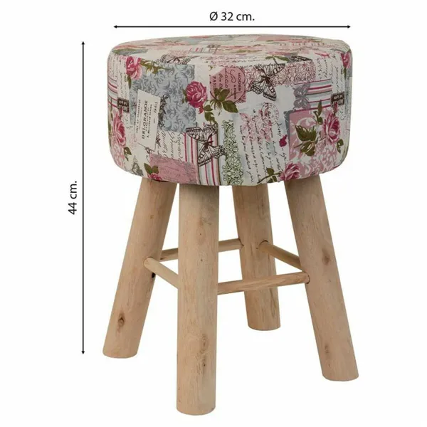 Stool Alexandra House Living Pink Bamboo Pinewood Sponge MDF Wood 32 x 44 x 32 cm