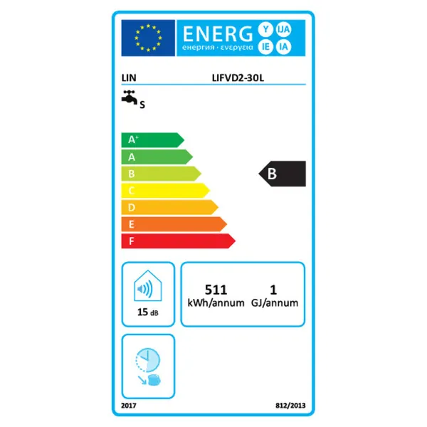 Elektrinis vandens šildytuvas Lin LIFVD2 30L biały 30 L