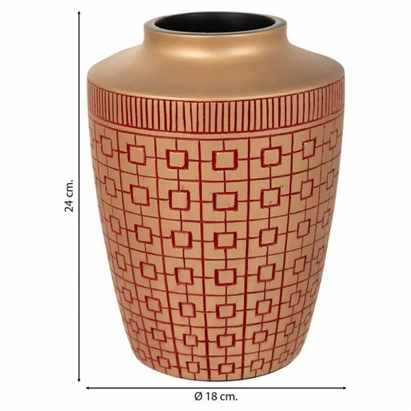 Vase Alexandra House Living Red Golden Polyresin 18 x 24 x 18 cm