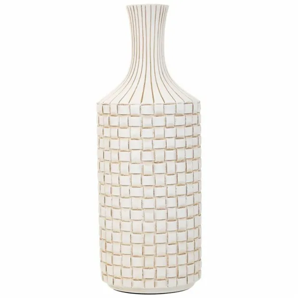 Vase Alexandra House Living White Polyresin 14 x 39 x 14 cm