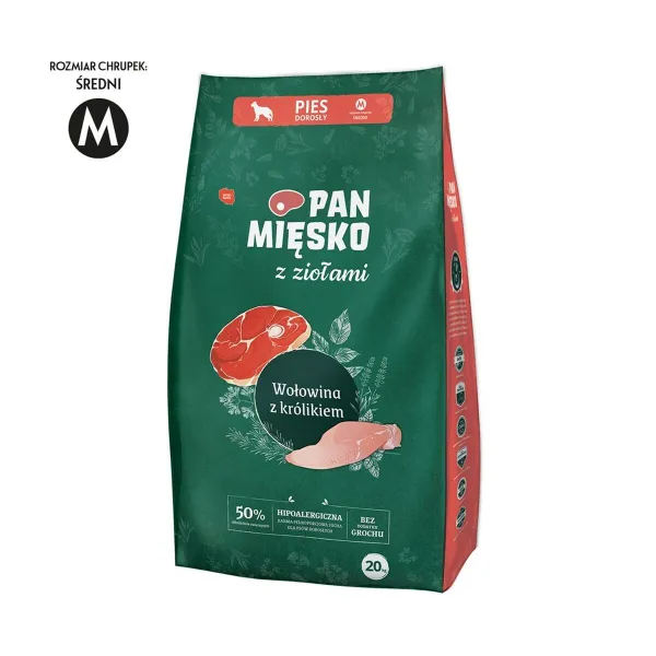 Lopbarība PAN MIĘSKO M Teļa gaļa 20 kg