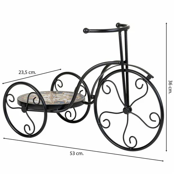 Flower Pot Stand Alexandra House Living Black Iron Tile Bicycle 23 x 36 x 53 cm