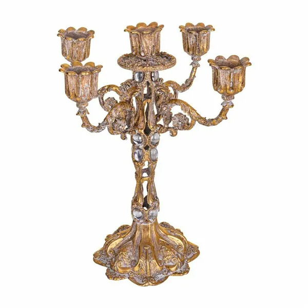 Candle Holder Alexandra House Living Golden Iron 17 x 25 x 17 cm