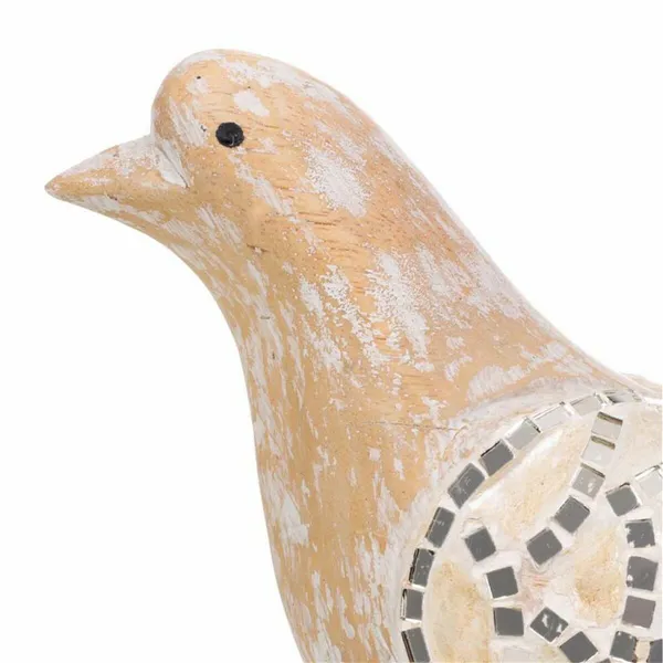 Decorative Figure Alexandra House Living White Natural Wood Glass Bird 26 x 12 x 30 cm