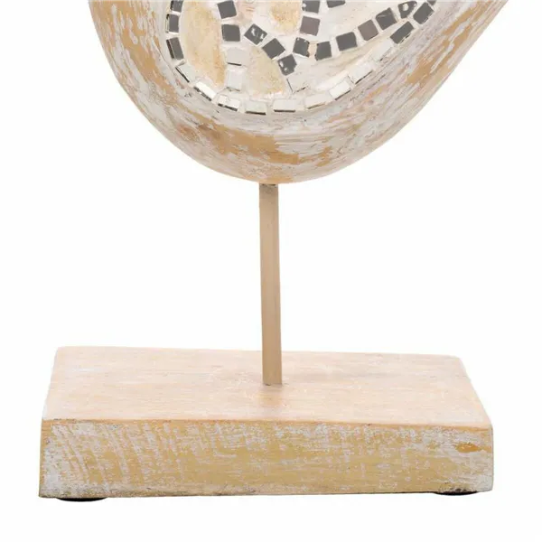 Decorative Figure Alexandra House Living White Natural Wood Glass Bird 26 x 12 x 30 cm