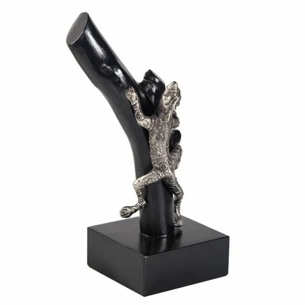 Decorative Figure Alexandra House Living Black Silver Metal Mango wood Lizard 17 x 32 x 13 cm