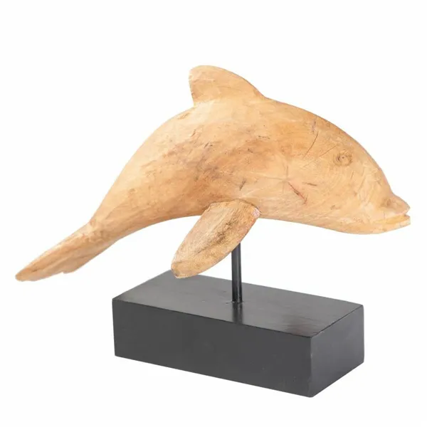 Decorative Figure Alexandra House Living Natural Metal Mango wood Dolphin 17 x 27 x 35 cm