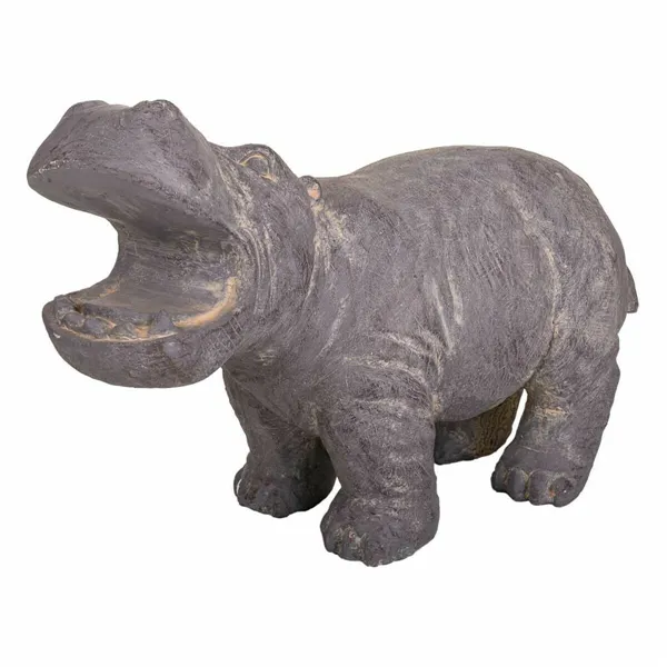 Decorative Figure Alexandra House Living Grey Magnesium Hippopotamus 26 x 40 x 35 cm