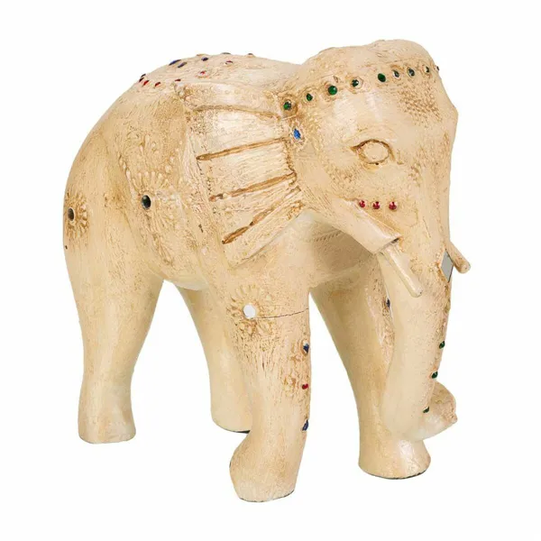 Decorative Figure Alexandra House Living White Mango wood Elephant 11 x 24 x 24 cm