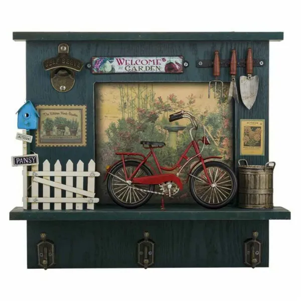 Wall mounted coat hanger Alexandra House Living Metal MDF Wood Bicycle 11 x 37 x 42 cm Shop