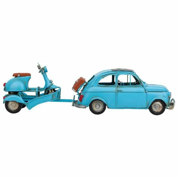 Decorative Figure Alexandra House Living Light Blue Iron ABS Motorbike Trailer 10 x 10 x 34 cm