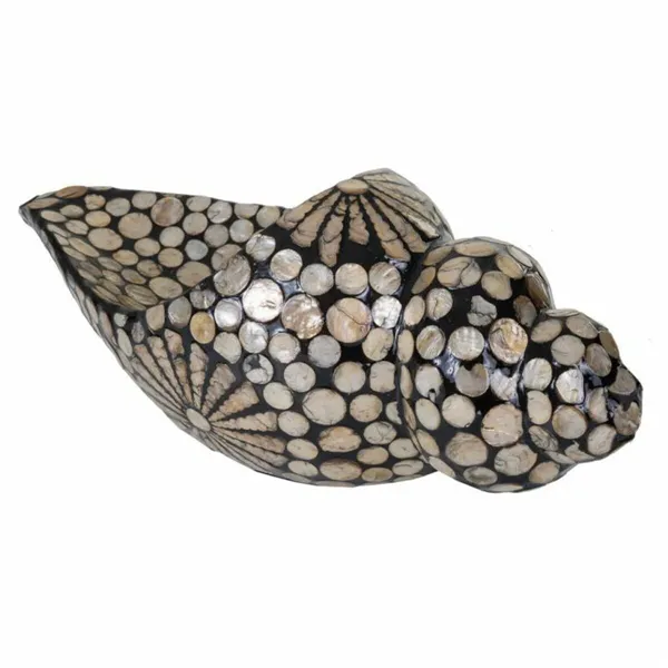 Decorative Figure Alexandra House Living Black Cream Ceramic Capiz Snail 16 x 15 x 42 cm