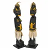 Set of Figures Alexandra House Living Black Wood Ethnic 12 x 50 x 12 cm 2 Pieces