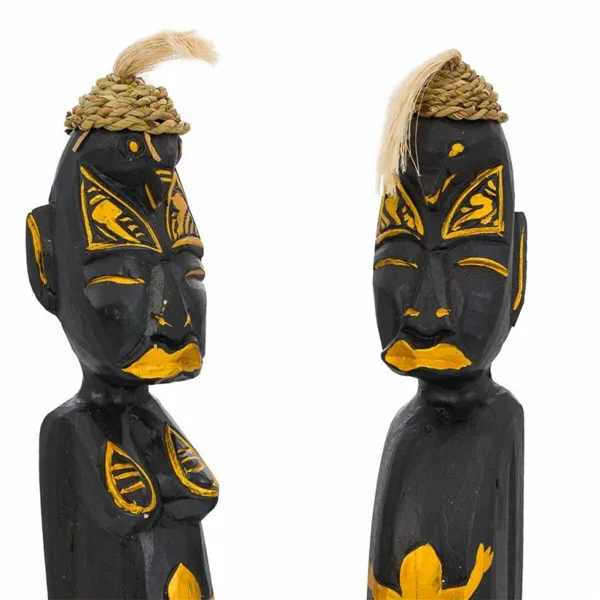 Set of Figures Alexandra House Living Black Wood Ethnic 12 x 50 x 12 cm 2 Pieces