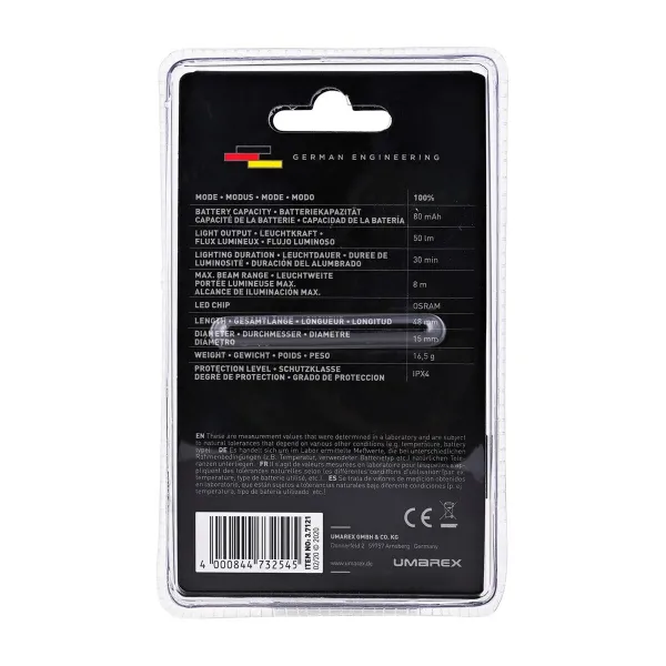 LED-valolla varustettu avainrengas Walther 3.7121-1 1 Kappaletta