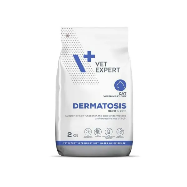 Pašarai VETEXPERT Dermatosis Cat Duck & Rice Antis 2 Kg