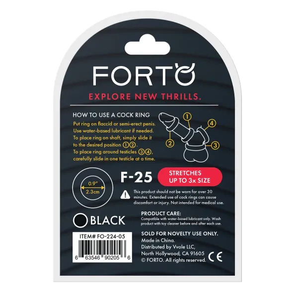 Penisrenkaat Forto Musta Ø 23 mm