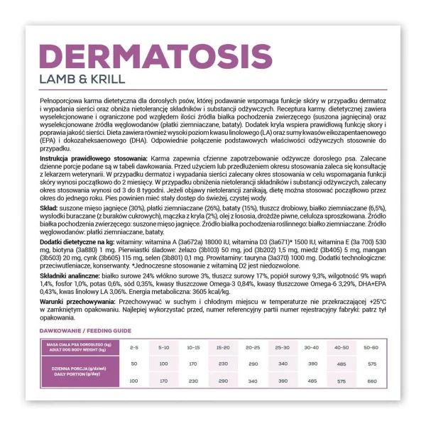 Фураж VETEXPERT Dermatosis Dog Lamb & Krill Мясо ягненка 2 Kg