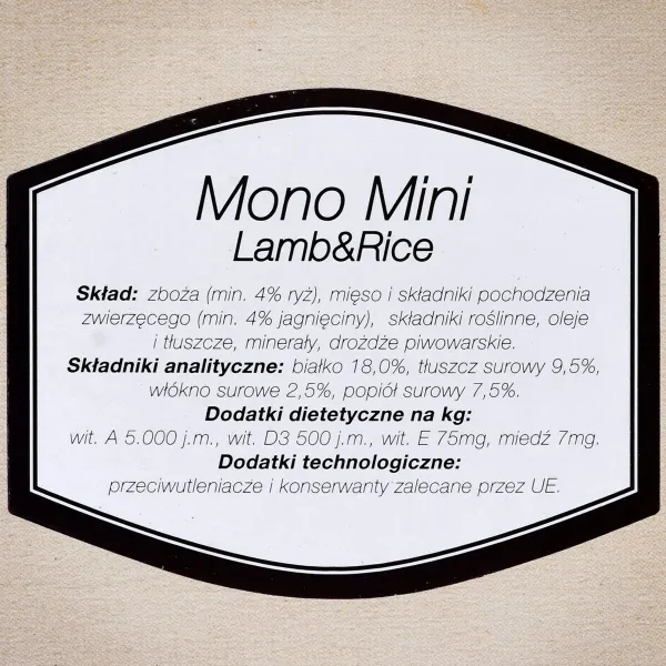 Fodder BOSCH Mono Mini Lamb&Rice Lamb Rice 900 g 900 gr