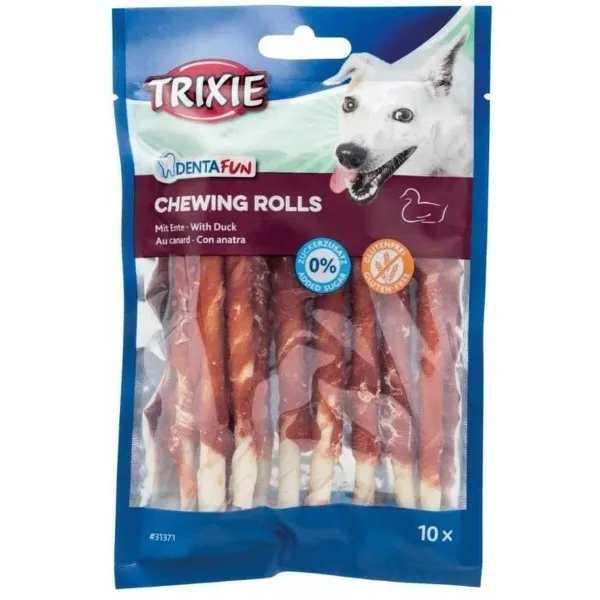 Koiran makupala Trixie Denta Fun Duck Chewing Rolls Ankka 80 g 10 Kappaletta