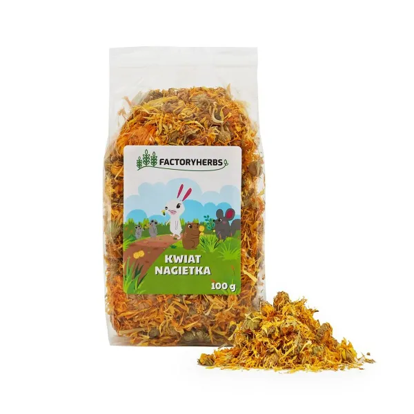 Triušių maistas Factoryherbs Marigold flowers Chichilla Jūrų kiaulytė Žiurkėnas Žiurkė Pelė Graužikai Paukščiai 100 g