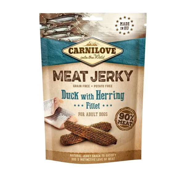 Rehu Carnilove Meat Jerky Duck with herring Aikuinen Kala Karitsa Ankka 100 g