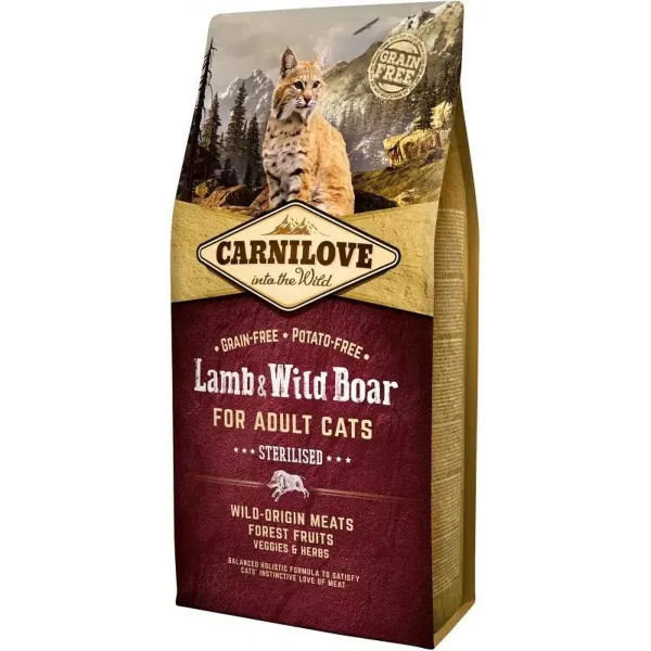 Pašarai Carnilove Lamb & Wild Boar Sterilised Laukinis šernas 6 Kg