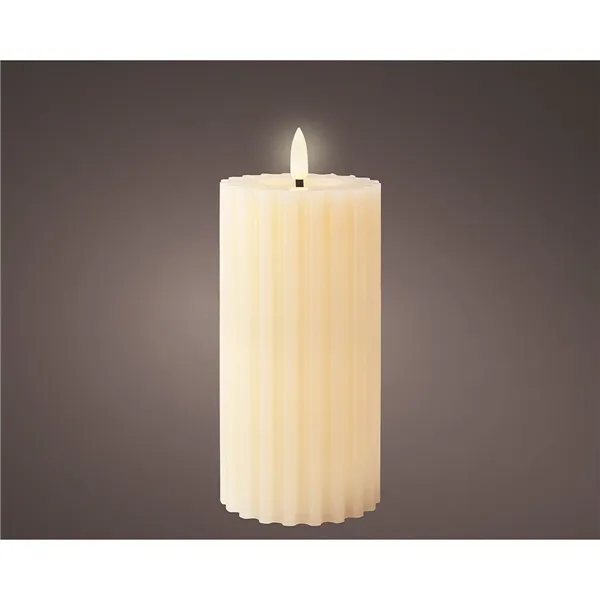 LED Candle Lumineo Cream Ø 7,5 x 17,3 cm With relief (AAA)